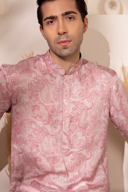 Buy_Char Chaand_Pink Satin, Silk Embroidery Designer Blush Kurta 