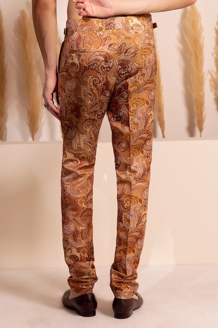 Buy_Char Chaand_Gold Silk Embroidery Copper Designer Kurta Pant Set 