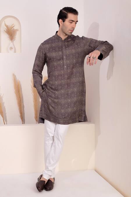 Buy Char Chaand Gray Satin, Silk Embroidery Designer Grey Kurta Online at Aza Fashions Buy_Char Chaand_Gray Satin, Silk Embroidery Designer Grey Kurta _Online_at_Aza_Fashions