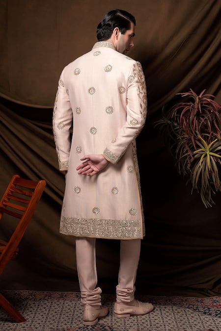 Char Chaand Peach Designer Sherwani Set 