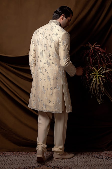 Char Chaand Beige Designer Sherwani Set 