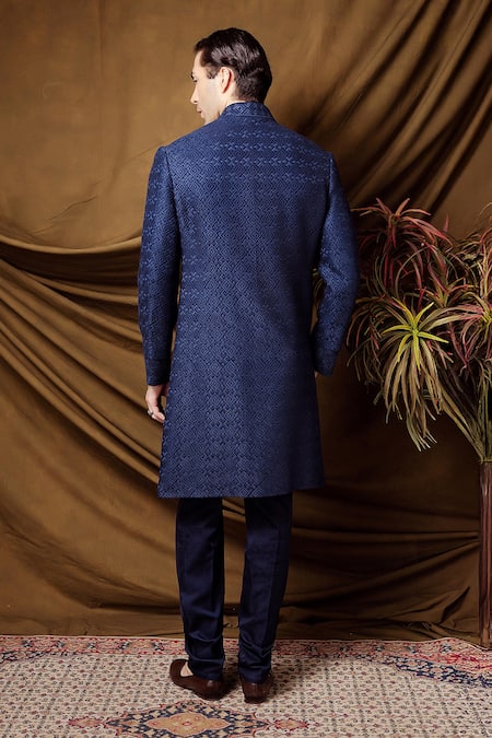 Char Chaand Designer Jacquard Sherwani & Pant Set 