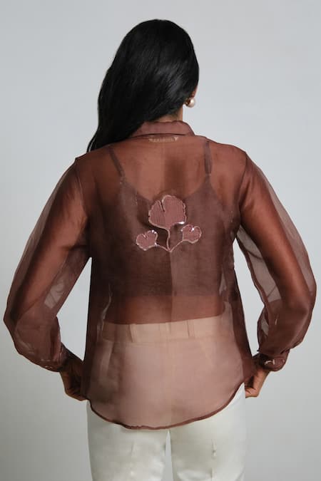 Shimona Brown Silk Organza Shirt 