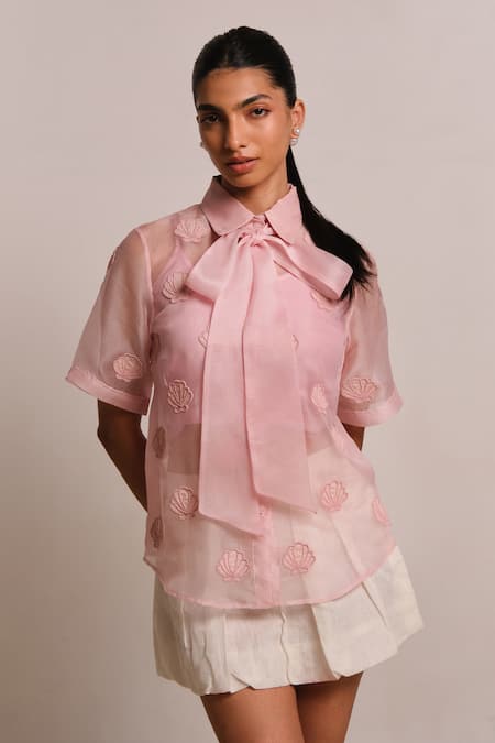 Shimona Sea Shell Silk Organza Shirt 