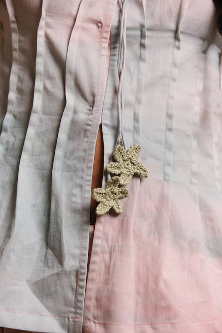 Shimona_Pink Cotton Satin V-neck Ocean Mist Skirt Set _at_Aza_Fashions