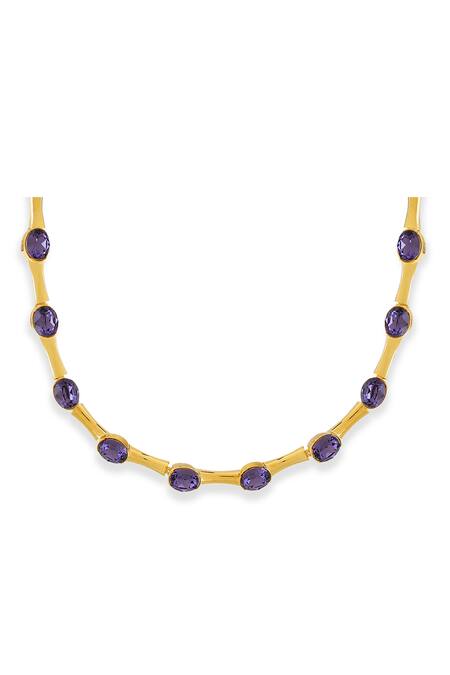 Esme By Aashna Dalmia Purple Gold Plated Choker Online at Aza Fashions Esme By Aashna Dalmia_Purple Gold Plated Choker _Online_at_Aza_Fashions