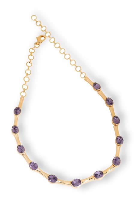 Shop Esme By Aashna Dalmia Purple Gold Plated Choker at Aza Fashions Shop_Esme By Aashna Dalmia_Purple Gold Plated Choker _at_Aza_Fashions