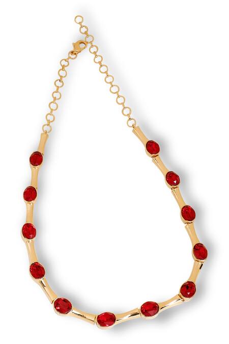 Buy_ESME_Red Gold Plated Stone Choker _Online_at_Aza_Fashions
