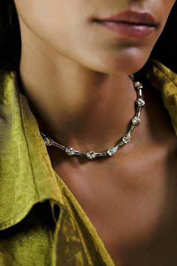 Shop ESME Silver Plated Designer Choker With Plating Online at Aza Fashions Shop_ESME_Silver Plated Designer Choker With Plating _Online_at_Aza_Fashions