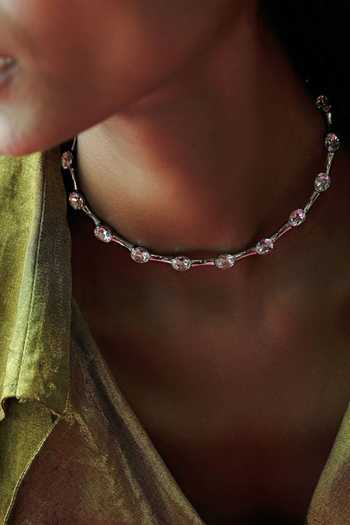 ESME Silver Plated Designer Choker With Plating at Aza Fashions ESME_Silver Plated Designer Choker With Plating _at_Aza_Fashions