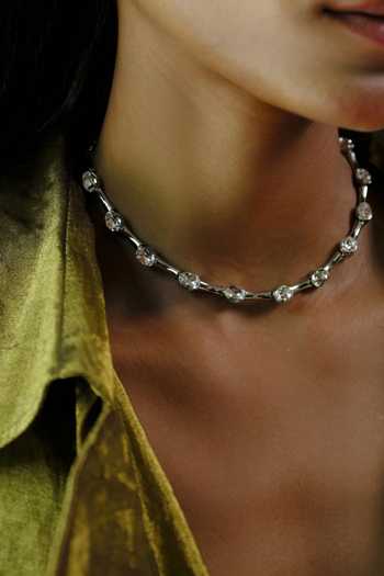 Buy ESME Silver Plated Designer Choker With Plating at Aza Fashions Buy_ESME_Silver Plated Designer Choker With Plating _at_Aza_Fashions