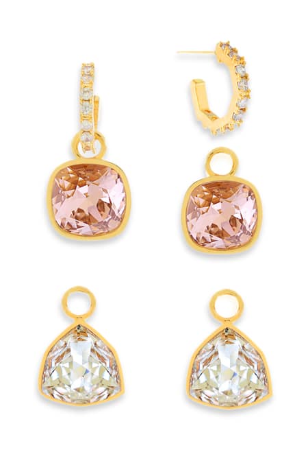Buy_ESME_Gold Plated Imitation Gemstones Multi Color Earrings 