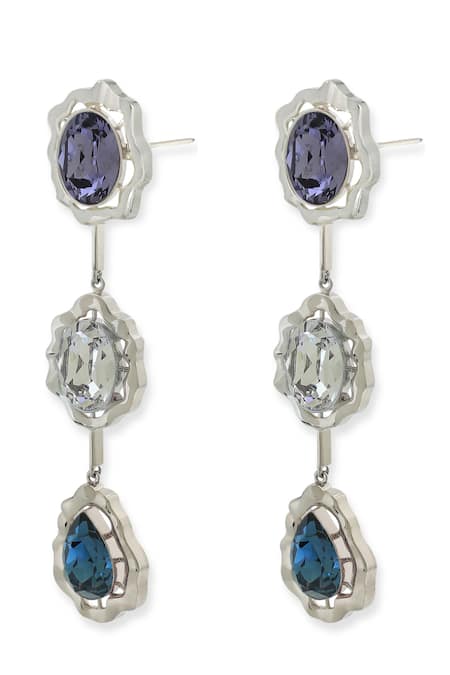 Buy_Esme By Aashna Dalmia_Blue Imitation Gemstones Designer Earrings Set _Online_at_Aza_Fashions