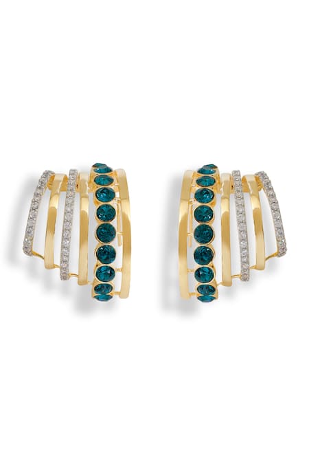 Esme By Aashna Dalmia Gold Plated Green Designer Earrings 