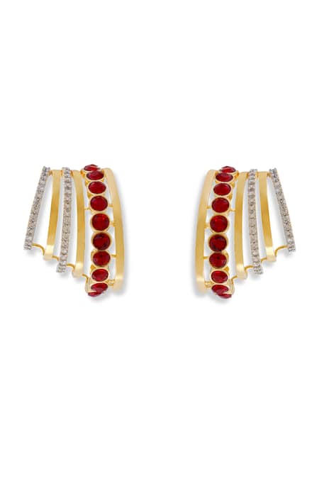 Esme By Aashna Dalmia Designer Red Gold Plated Earrings 