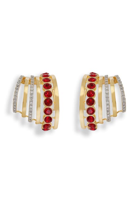 Esme By Aashna Dalmia Designer Red Gold Plated Earrings 