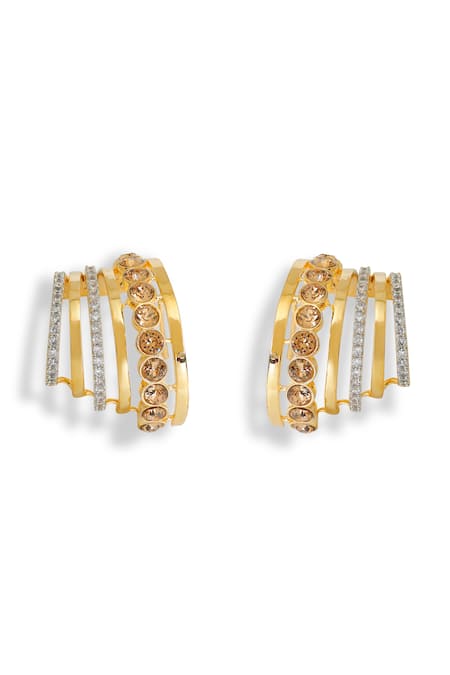 Esme By Aashna Dalmia_Gold Plated Gemstones, Rhinestones Designer Earring _Online_at_Aza_Fashions
