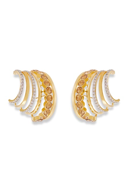 Buy_Esme By Aashna Dalmia_Gold Plated Gemstones, Rhinestones Designer Earring _Online_at_Aza_Fashions
