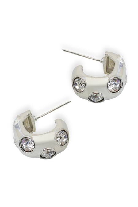Buy_Esme By Aashna Dalmia_Silver Plated Crystals Designer Earrings _Online_at_Aza_Fashions