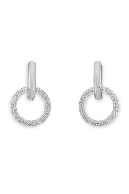 Esme By Aashna Dalmia_Silver Plated Designer Hoop Earrings _Online_at_Aza_Fashions