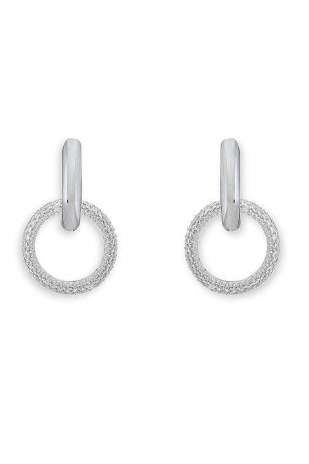 Buy_Esme By Aashna Dalmia_Silver Plated Designer Hoop Earrings _Online_at_Aza_Fashions