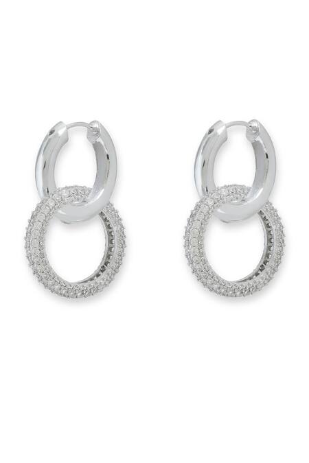 Esme By Aashna Dalmia Designer Silver Plated Hoop Earrings 