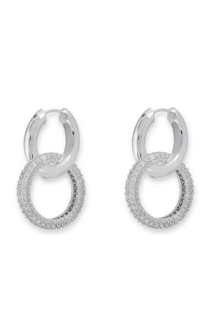 Esme By Aashna Dalmia_Silver Plated Designer Hoop Earrings _at_Aza_Fashions