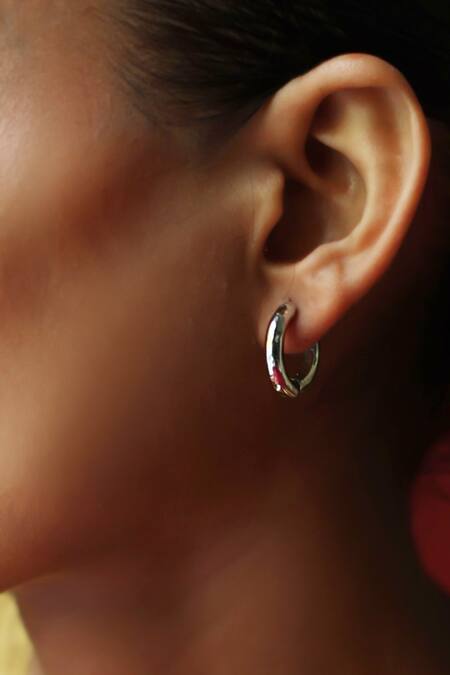 Shop_Esme By Aashna Dalmia_Silver Plated Designer Hoop Earrings 