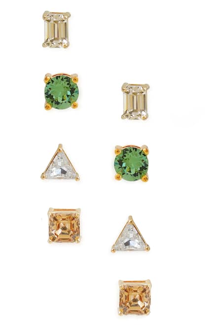 Esme By Aashna Dalmia Multi Color Gold Plated Earrings Set 