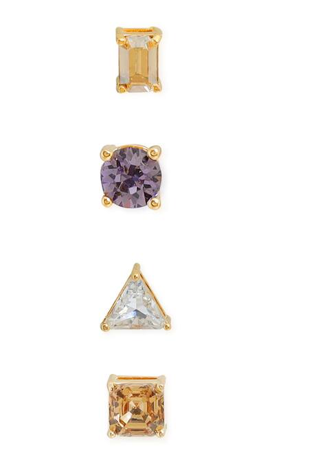 Esme By Aashna Dalmia_Multi Color Imitation Gemstones Stud Earrings Set _Online_at_Aza_Fashions