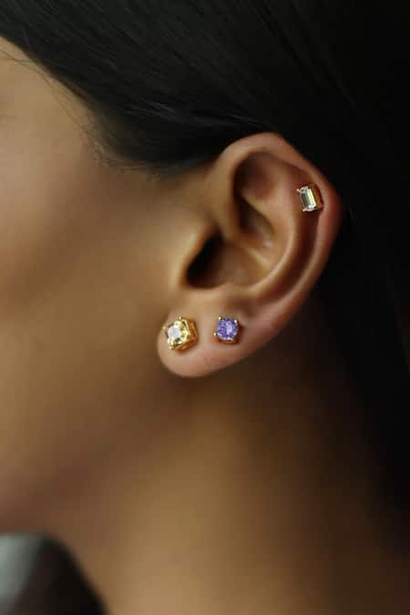 Esme By Aashna Dalmia Multi Color Gemstones Stud Earrings Set 