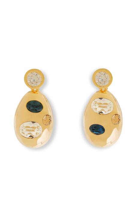 Esme By Aashna Dalmia_Gold Plated Crystals, Gemstones Designer Blue Earrings _Online_at_Aza_Fashions