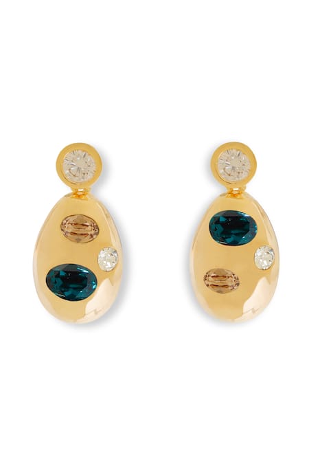 Esme By Aashna Dalmia Designer Green Stone Earrings Set 