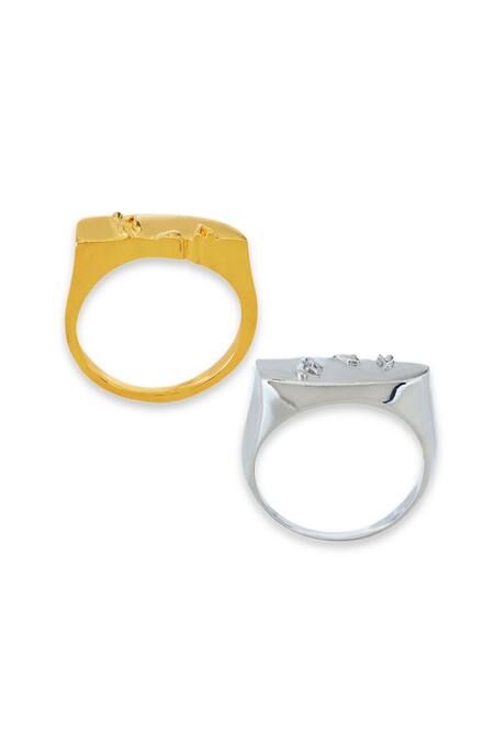 Esme By Aashna Dalmia_Gold Plated Designer And Silver Ring _Online_at_Aza_Fashions