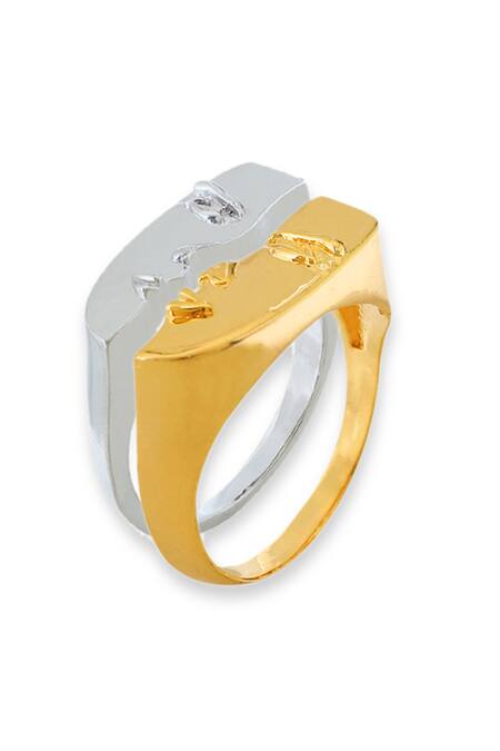 Esme By Aashna Dalmia Designer Gold & Silver Plated Ring 