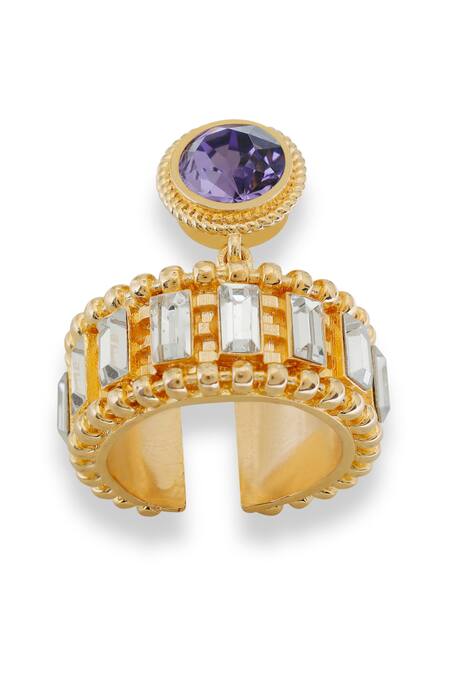 Esme By Aashna Dalmia Purple Gold Plated Designer Ring 