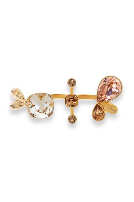 Buy_Esme By Aashna Dalmia_Gold Plated Imitation Gemstones Rosegold Designer Ring _Online_at_Aza_Fashions