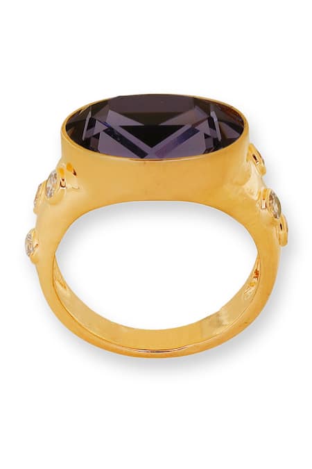 Esme By Aashna Dalmia Purple Gold Plated Designer Ring 