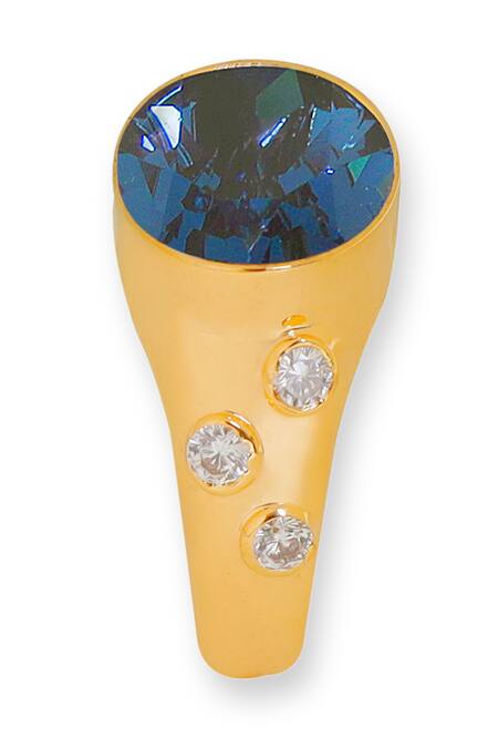 Buy_Esme By Aashna Dalmia_Blue Imitation Gemstones Designer Gold Plated Ring _Online_at_Aza_Fashions