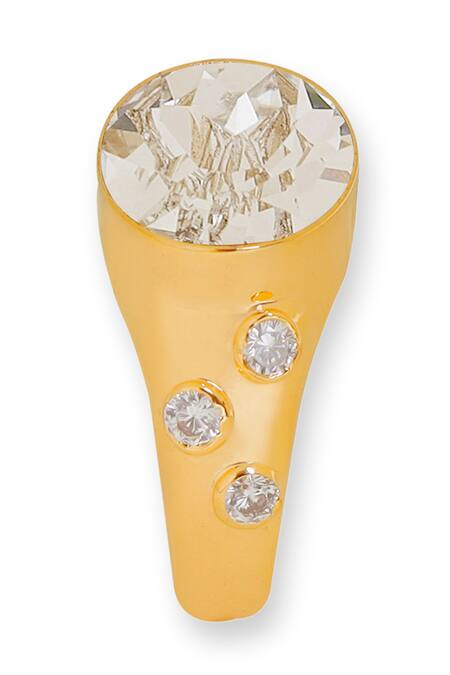 Buy_Esme By Aashna Dalmia_Gold Plated Faux Diamonds, Crystals Designer Ring _Online_at_Aza_Fashions