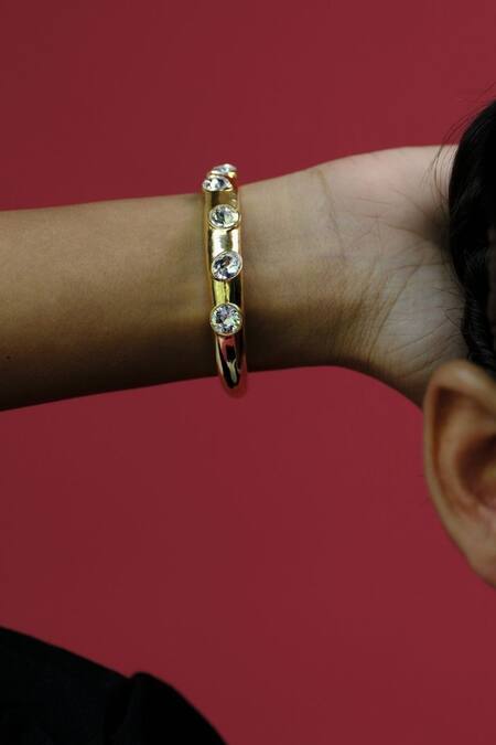Shop_Esme By Aashna Dalmia_Gold Plated Crystals White Stone Bracelet _Online_at_Aza_Fashions