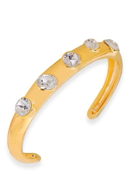 Esme By Aashna Dalmia Gold Plated White Stone Bracelet 