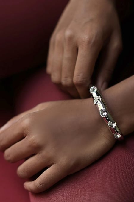 Esme By Aashna Dalmia_Gold Plated Crystals White Stone Bracelet _at_Aza_Fashions