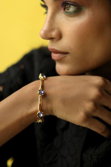 Buy_Esme By Aashna Dalmia_Gold Plated Imitation Gemstones Designer Bracelet _Online_at_Aza_Fashions