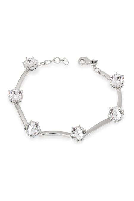 Esme By Aashna Dalmia_Silver Plated Crystals Designer Bracelet _Online_at_Aza_Fashions