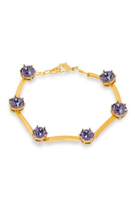 Esme By Aashna Dalmia_Gold Plated Imitation Gemstones Purple Bracelet _Online_at_Aza_Fashions