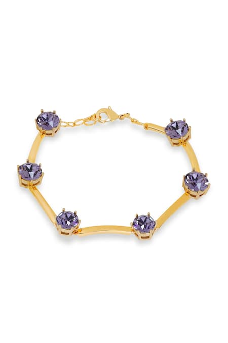 Esme By Aashna Dalmia Gold Plated Purple Stone Bracelet 