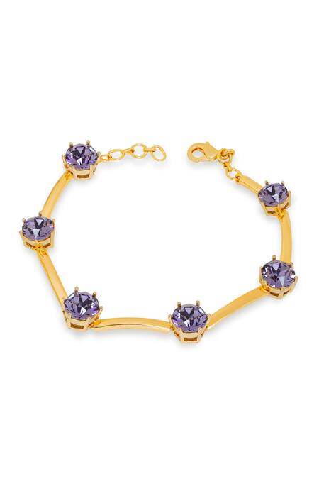 Buy_Esme By Aashna Dalmia_Gold Plated Imitation Gemstones Purple Bracelet _Online_at_Aza_Fashions