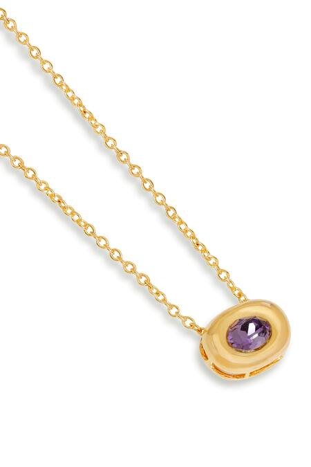 Buy_Esme By Aashna Dalmia_Gold Plated Purple Pendant Necklace _Online_at_Aza_Fashions