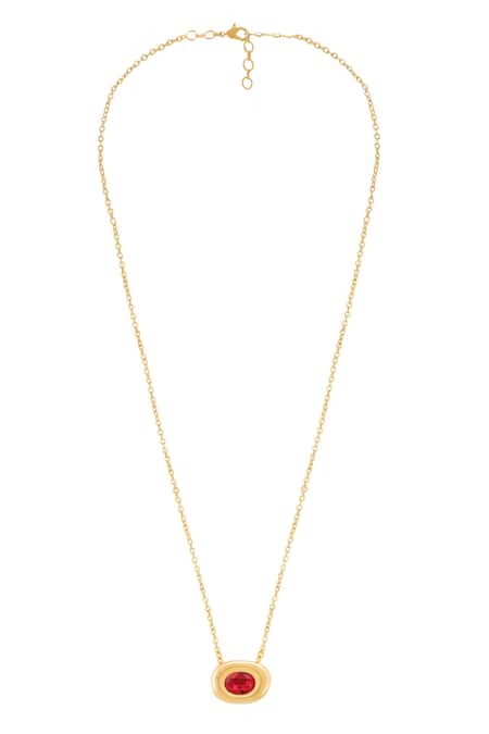 Esme By Aashna Dalmia Red Gemstone Pendant Necklace 